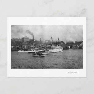 Waterfront Scene met schepen van Seattle Briefkaart
