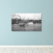 Waterfront Scene met schepen van Seattle Canvas Afdruk (Insitu (Houten vloer))