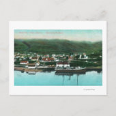 Waterfront Uitzicht van de stad en Steamer Briefkaart (Voorkant)