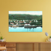 Waterfront Uitzicht van de stad en Steamer Canvas Afdruk (Insitu (Woonkamer))
