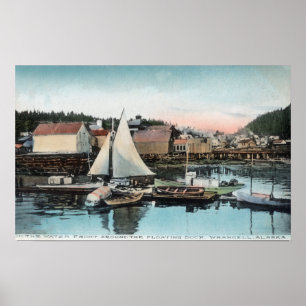 Waterfront-Uitzicht van het drijvend dok Poster