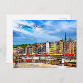 Waterfront van de haven van Honfleur in Normandy, Briefkaart (Voorkant / Achterkant)