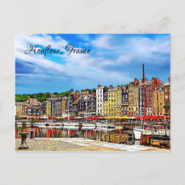 Waterfront van de haven van Honfleur in Normandy,  Briefkaart