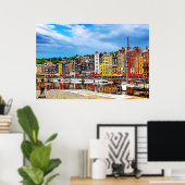 Waterfront van de haven van Honfleur in Normandy,  Poster (Thuiskantoor)