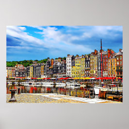 Waterfront van de haven van Honfleur in Normandy,  Poster