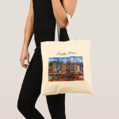 Waterfront van de haven van Honfleur in Normandy, Tote Bag (Voorkant (product))