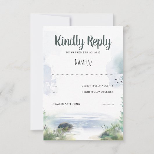 Waterfront Zomer Bruiloft RSVP Kaartje (Voorkant)