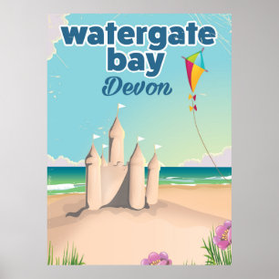 watergate bay devon sandcastle poster de vacances