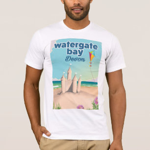 Watergate Bay Devon zandkasteel vakantieposter T-shirt