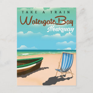 Watergate Bay, Newquay vintage stijl reisposter Briefkaart