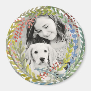 Watergekleurd Holiday Wreath Lijst Magneet