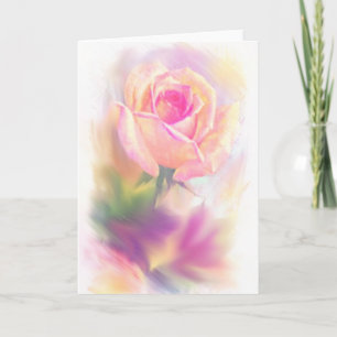 Watergekleurde Roos Op Canvas Wenskaarten Kaart