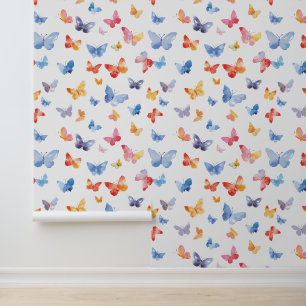 Watergekleurde Vlinders Kinderkamer Babykamer Behang