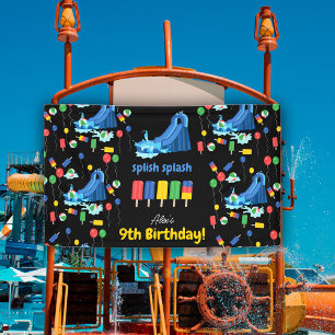 Waterglijbaan Kinder Zomer Splish Splash Verjaarda Spandoek
