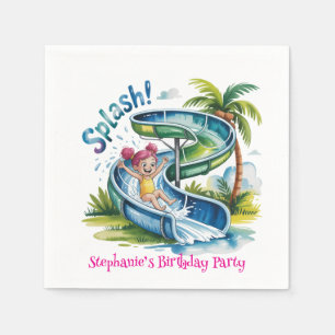 Waterglijbaan Splash Girl Verjaardagsfeestje Servet