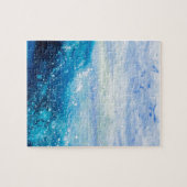 Watergolven oceaangolf blauw blauwgroen schilderij legpuzzel (Horizontaal)