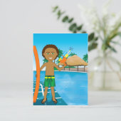 Watergun Pool Boy Briefkaart (Staand voorkant)