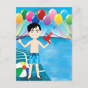 Watergun Pool Boy Briefkaart