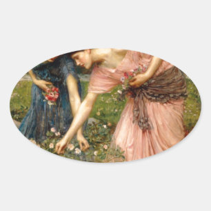 Waterhouse-gather_ye_rosebuds-1909. Ovale Sticker