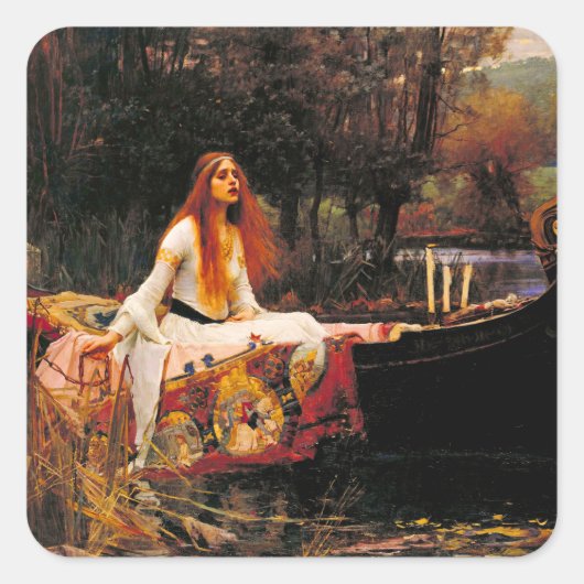 Waterhouse Lady van Shalott Vierkante Sticker (Voorkant)