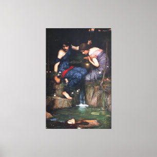 WATERHOUSE - NIMFEN VINDEN DE KOP VAN ORPHEUS - CANVAS AFDRUK