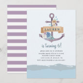 waterige florale anker Birthday Uitnodiging (Voorkant / Achterkant)