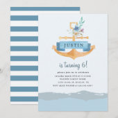 waterige florale anker Birthday Uitnodiging (Voorkant / Achterkant)