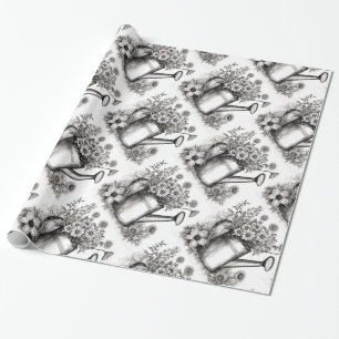 Watering blik, Zwart & witte kunst, Lente Kunst, Cadeaupapier