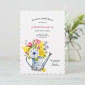 Watering Can Bouquet Shower Invitation Kaart (Staand voorkant)