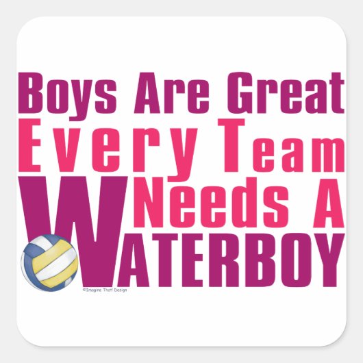 Waterjongetvolleybal in roze vierkante sticker (Voorkant)