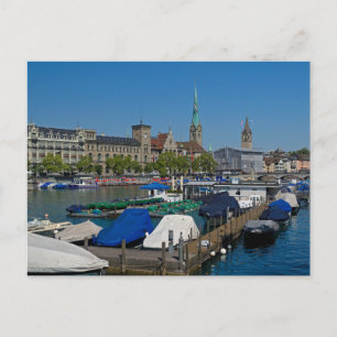 Waterkant van Zürich - Briefkaart van het meer van