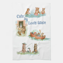 Waterkatten door Louis Wain Theedoek