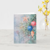 Waterkleur Bauble Christmas Kaart | feestelijk (Gele Bloem)