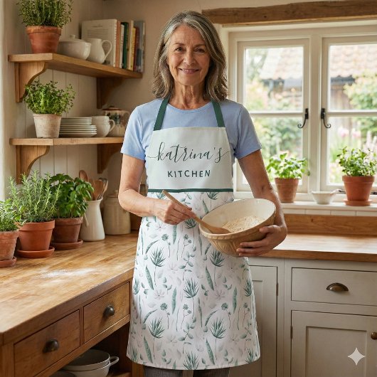 Waterkleur Bloem All-Over Print Schort