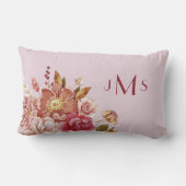 Waterkleur Bloem Roze Monogram Kussen (Achterkant)