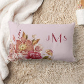Waterkleur Bloem Roze Monogram Kussen (Deken)
