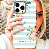 Waterkleur Bloem Streep Aangepaste Naam Case-Mate iPhone Case