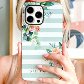 Waterkleur Bloem Streep Aangepaste Naam Case-Mate iPhone Case