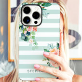 Waterkleur Bloem Streep Aangepaste Naam Case-Mate iPhone Case
