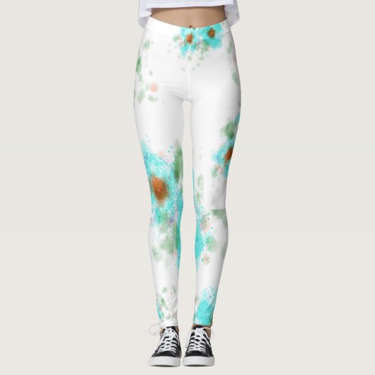 Waterkleur Bloemen Leggings (Voorkant)