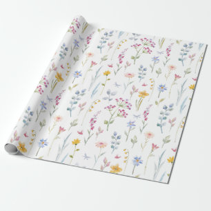 Waterkleur Bloemen Patroon Cadeaupapier