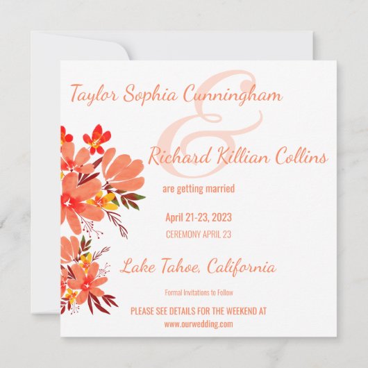 Waterkleur Bloemen Save The Date (Achterkant)