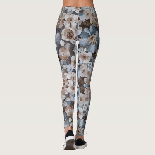 Waterkleur Bloemen Schilderpatroon Leggings (Achterkant)