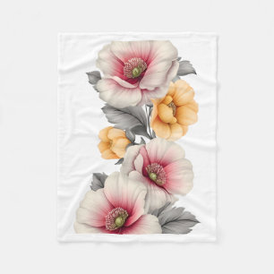 Waterkleur Bloemenboeket Dekbed Fleece Deken
