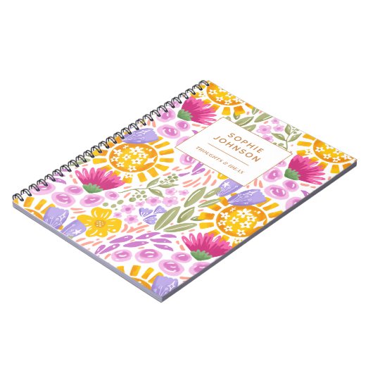 Waterkleur Bloemig Mooi Gepersonaliseerd Kleurrijk Notitieboek (Linkerzijde)