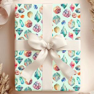 Waterkleur Edelstenen Sierpatroon Cadeaupapier