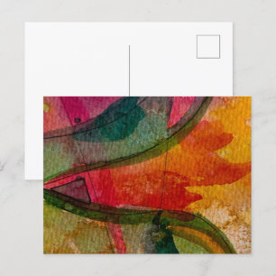Waterkleur en inkt Abstract Expressionistische Kun Briefkaart