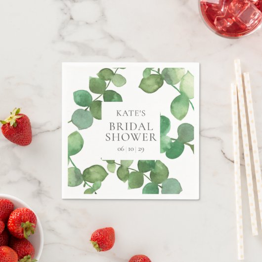 Waterkleur Eucalyptusbladeren Bruidsfeest Servet (Insitu)