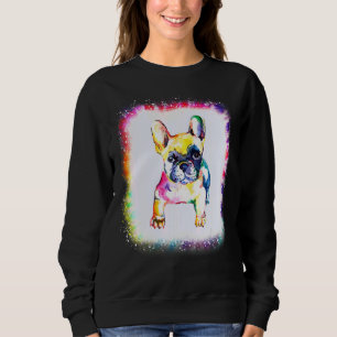 Waterkleur Franse Bulldog Jongen Meisje Tie Dye Bl Trui