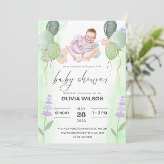 waterkleur Geslacht Neutraal Baby shower Uitnodigi Kaart